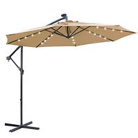 10 Ft Solar Led Patio Outdoor Umbrella Hanging Cantilever Umbrella Offset Umbrella
