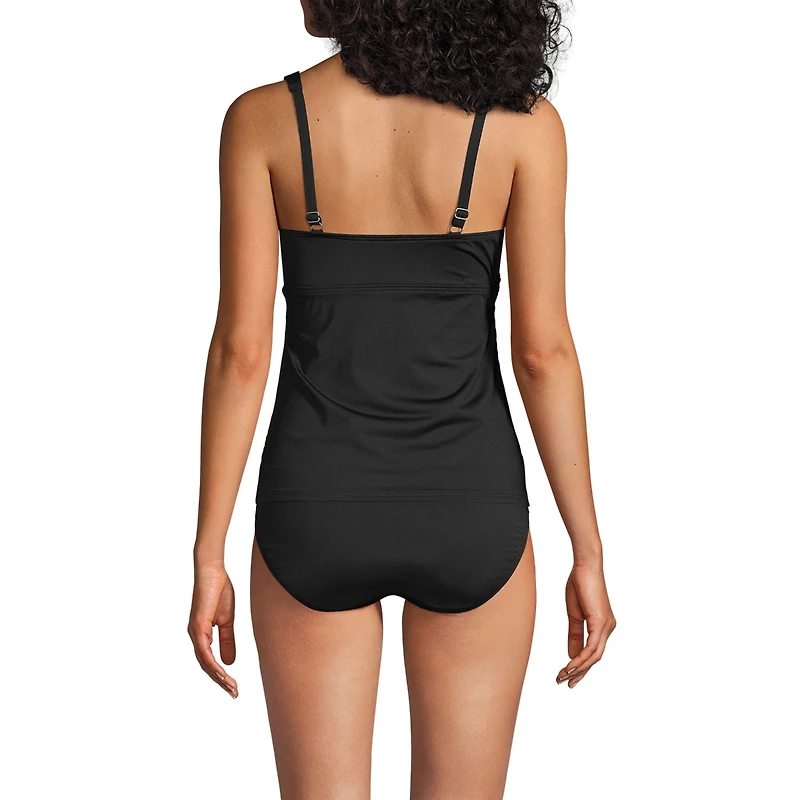 Lands' End Petite V-Neck Wrap Underwire Tankini Swimsuit Top Adjustable Straps