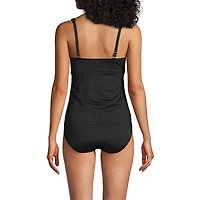 Lands' End Petite V-Neck Wrap Underwire Tankini Swimsuit Top Adjustable Straps