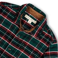 Hope & Henry Boys Organic Long Sleeve Flannel Shirt with Suede Detail