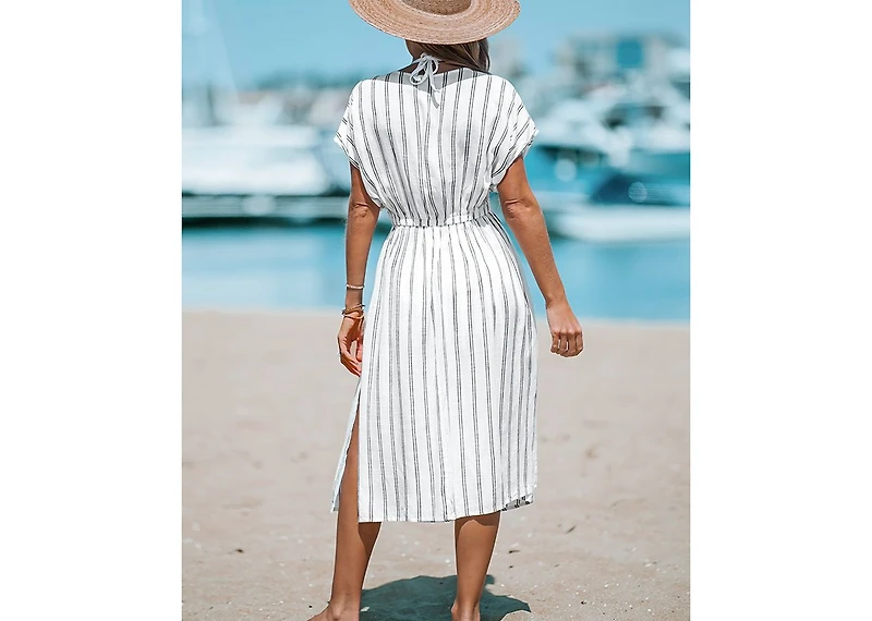 Cupshe Women's Striped Midi Cover-Up Dress