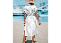 Cupshe Women's Striped Midi Cover-Up Dress
