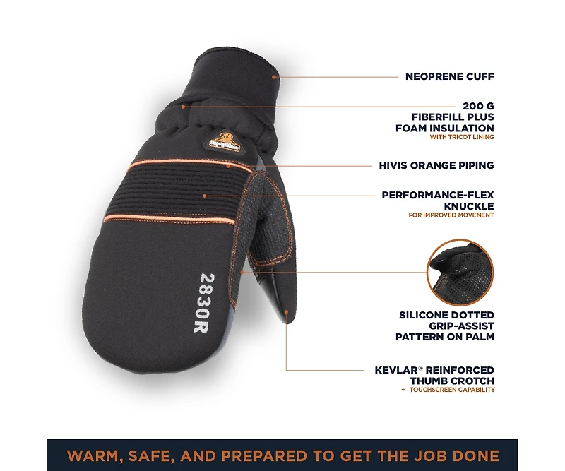 RefrigiWear Men's PolarForce Mitt - Extreme Cold Weather Insulated Mittens, Waterproof, Windproof, Thermal Protection