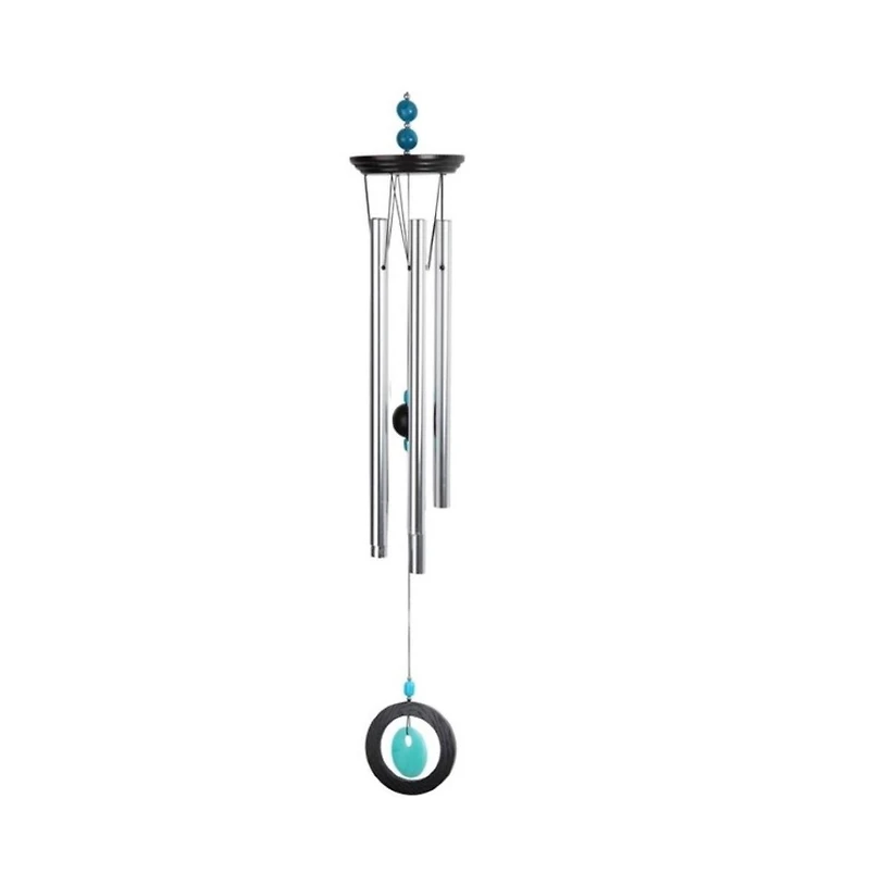 34" Long Wooden Top Blue Geode Wind Chime