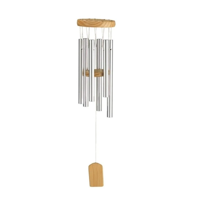 19" Long Silver Wood Top Traditional Wind Chime