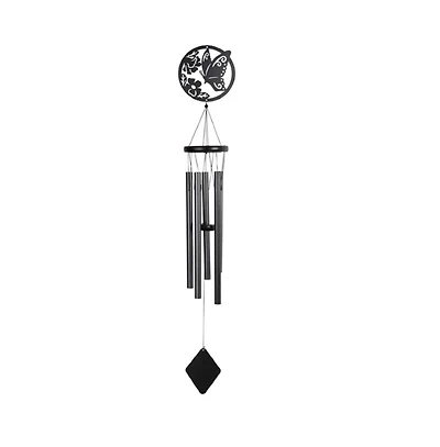 40" Long Metal Black Butterfly Wind Chime