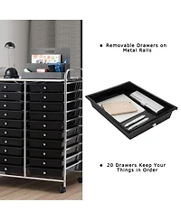 20 Drawers Rolling Storage Cart Art Craft Organizer on Wheels