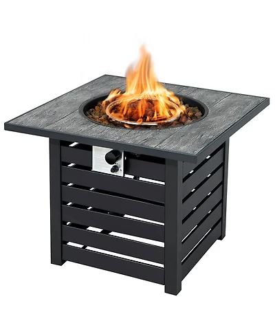 Costway 32'' Square Propane Fire Pit Table for Patio w/Lava Rocks Rain Cover 50,000 Btu