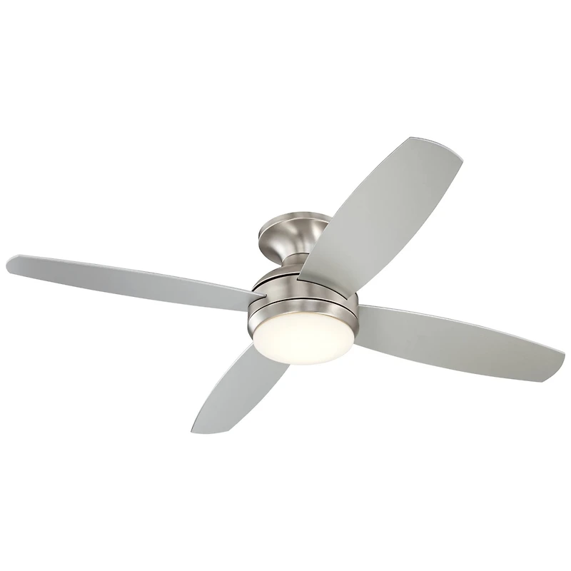 52" Casa Vieja Elite Modern Hugger Indoor Ceiling Fan with Dimmable Led Light Remote Control Brushed Nickel Opal Glass for Living Room Kitchen Ho