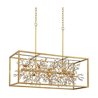 Possini Euro Design Carrine Gold Linear Island Pendant Chandelier 38.50" Wide Modern Clear Crystal Accents 8-Light Fixture for Dining Room House Foyer