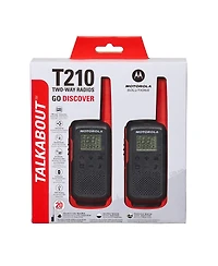 Motofrs Motorola Solutions T210 20 mi. Two-Way Radio Black/Red 2-Pack
