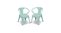Set of 2 Steel Armchair Stackable Kids Chairs-Green