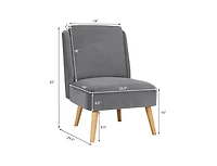 Slickblue Velvet Accent Armless Side Chair with Rubber Wood Legs for Bedroom