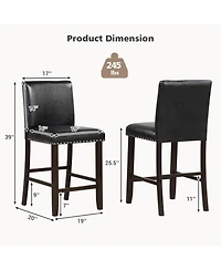 Set of 2 Bar Stools with Back for Kitchen Island