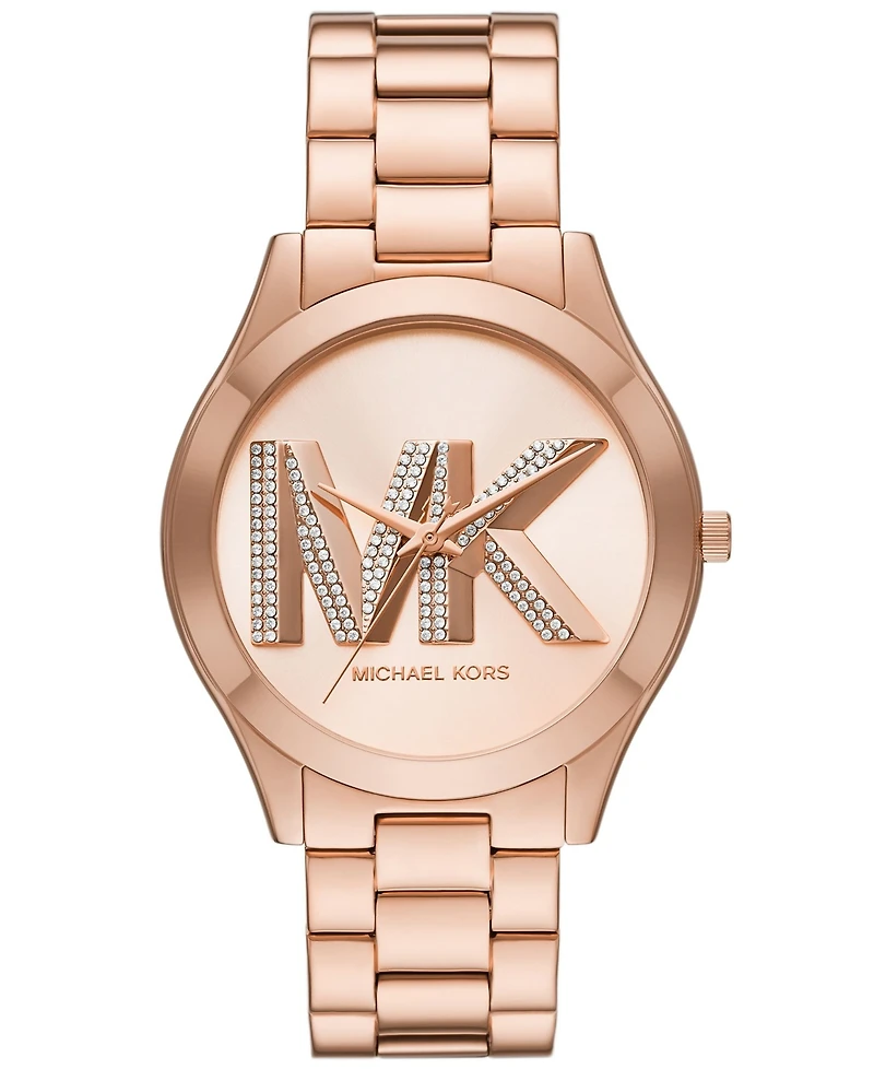 Michael Kors Women's Slim Runway Three-Hand Rose Gold-Tone Stainless Steel Watch 42mm
