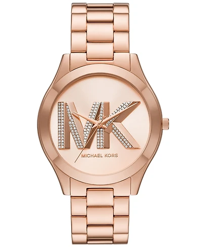 Michael Kors Women's Slim Runway Three-Hand Rose Gold-Tone Stainless Steel Watch 42mm