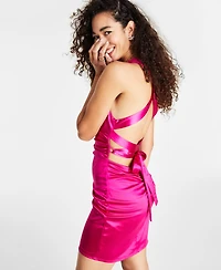 B Darlin Juniors' Crisscross-Back Satin Dress