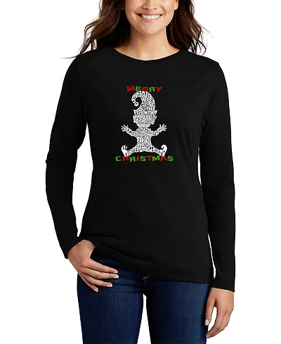 La Pop Art Women's Christmas Elf Word Long Sleeve T-shirt