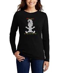 La Pop Art Women's Christmas Elf Word Long Sleeve T-shirt