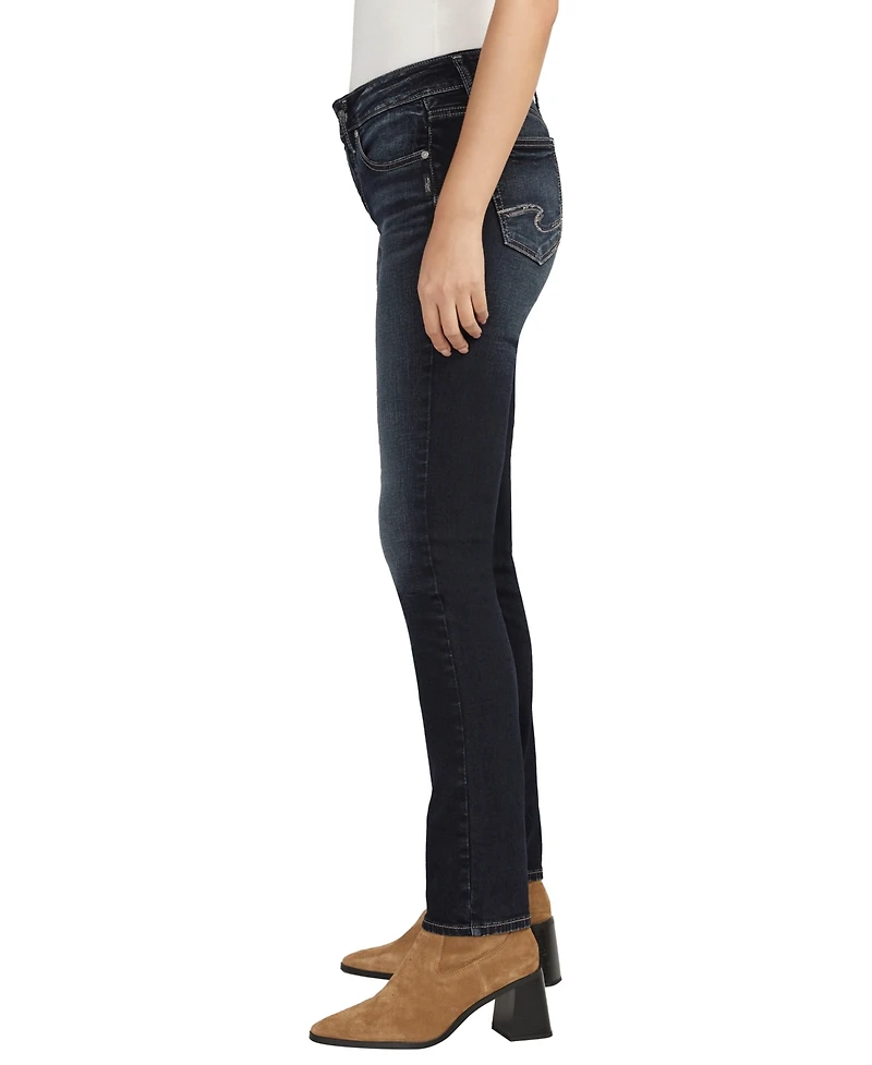 Silver Jeans Co. Women's Suki Mid Rise Curvy Fit Straight Leg Jeans