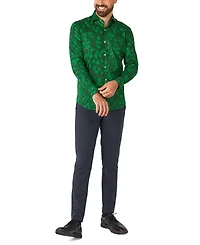 OppoSuits Men's Bright Berry Shirt - Perfect For Christmas Xmas Parties Including 1 Button-Up Green Long sleeve