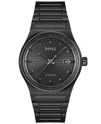 Hugo Boss Men's Candor Auto Automatic Ionic Plated Black Steel Watch 41mm
