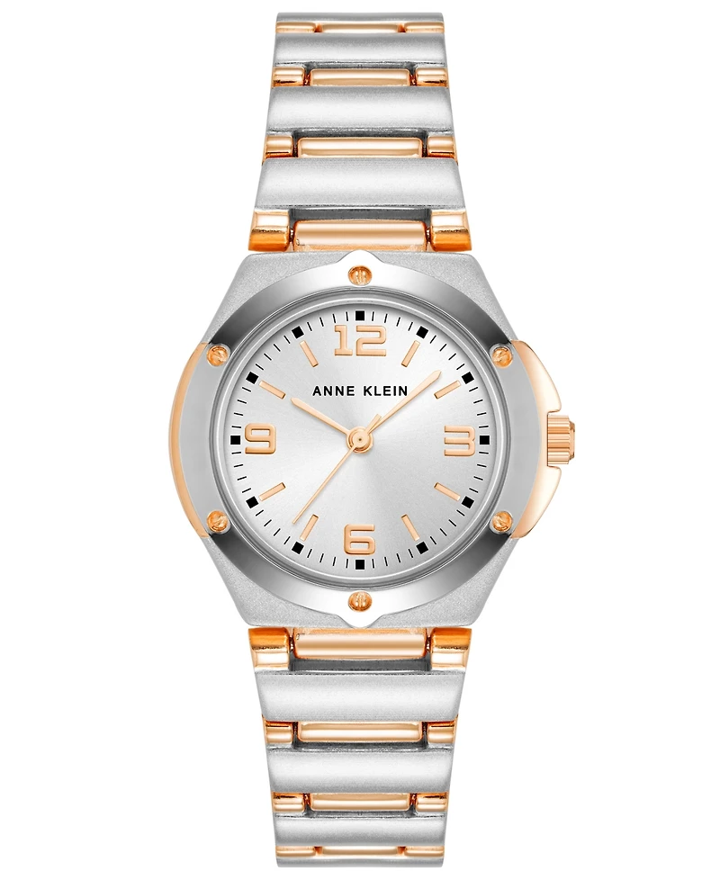 Anne Klein Women's Quartz Silver-Tone and Rose Gold-Tone Alloy Watch, 29mm