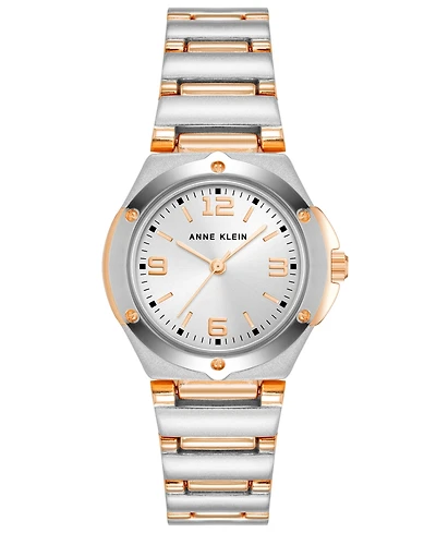 Anne Klein Women's Quartz Silver-Tone and Rose Gold-Tone Alloy Watch, 29mm