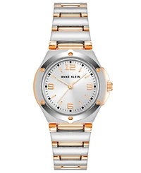 Anne Klein Women's Quartz Silver-Tone and Rose Gold-Tone Alloy Watch, 29mm
