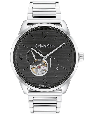 Calvin Klein Men's Automatic Silver Stainless Steel Bracelet Watch 44mm