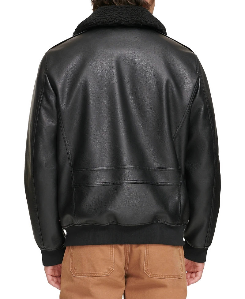 Levi's Men's Sherpa Collar Faux Leather Bomber Jacket