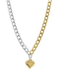 Adornia Two-Tone Half & Half Heart Pendant Toggle 18" Necklace