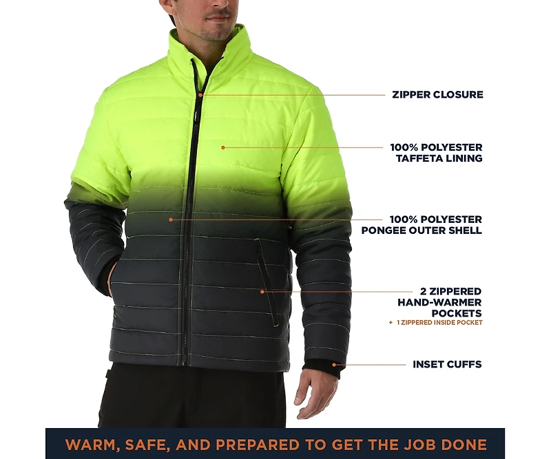 RefrigiWear Big & Tall Enhanced Visibility Insulated Quilted Jacket