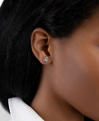 Adornia Rhodium-Plated Rectangle Crystal Cluster Stud Earrings