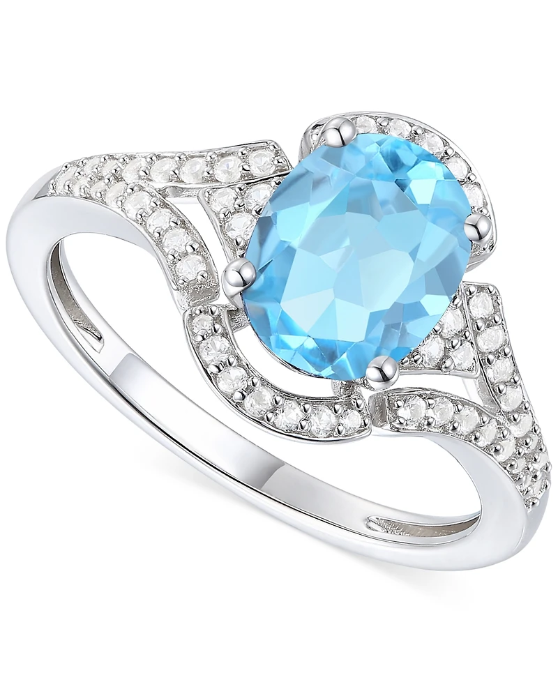 Amethyst (1-1/2 ct. t.w.) & Lab-Grown White Sapphire (1/4 Open Frame Ring 14k Gold-Plated Sterling Silver (Also Additional Gemstones)