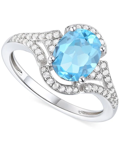 Amethyst (1-1/2 ct. t.w.) & Lab-Grown White Sapphire (1/4 Open Frame Ring 14k Gold-Plated Sterling Silver (Also Additional Gemstones)