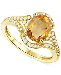 Amethyst (1-1/2 ct. t.w.) & Lab-Grown White Sapphire (1/4 Open Frame Ring 14k Gold-Plated Sterling Silver (Also Additional Gemstones)