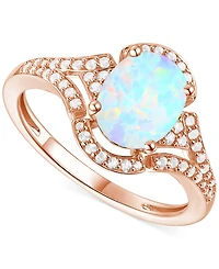 Amethyst (1-1/2 ct. t.w.) & Lab-Grown White Sapphire (1/4 Open Frame Ring 14k Gold-Plated Sterling Silver (Also Additional Gemstones)