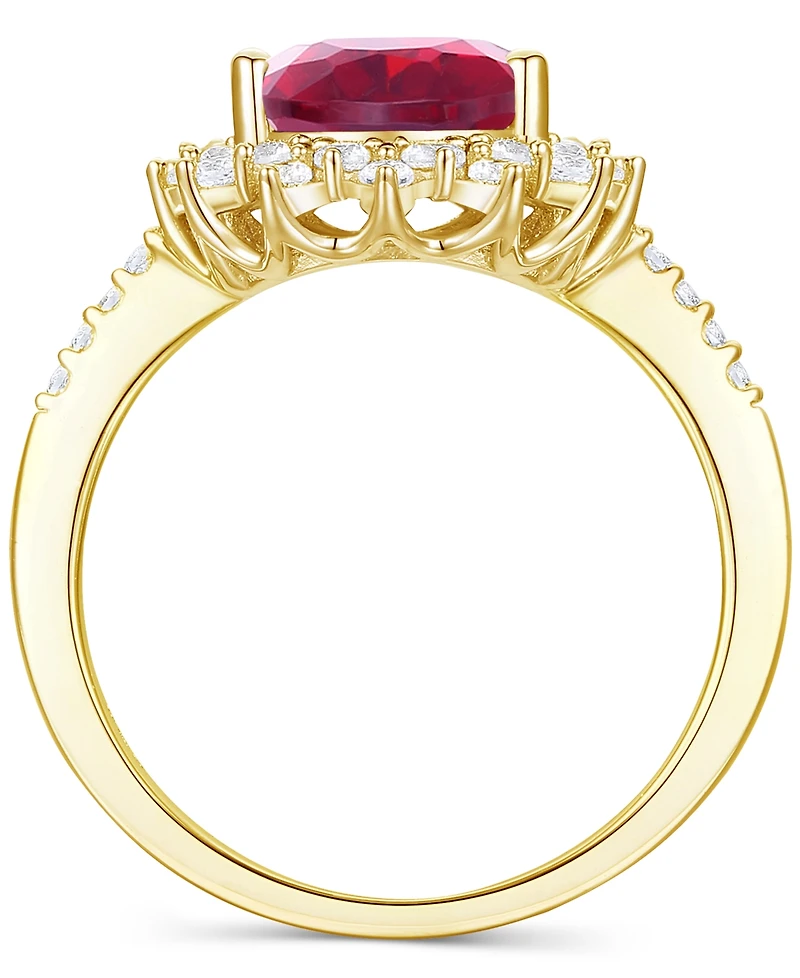 Lab-Grown Opal (7/8 ct. t.w.) & White Sapphire (5/8 Halo Ring 14k Rose Gold-Plated Sterling Silver (Also Ruby La