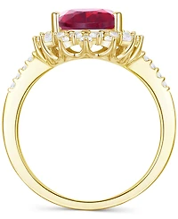 Lab-Grown Opal (7/8 ct. t.w.) & White Sapphire (5/8 Halo Ring 14k Rose Gold-Plated Sterling Silver (Also Ruby La