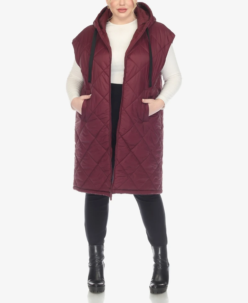 White Mark Plus Diamond Quilted Hooded Puffer Vest