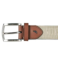 Nautica Men's Leather Tab Signature Webbing Logo Belt