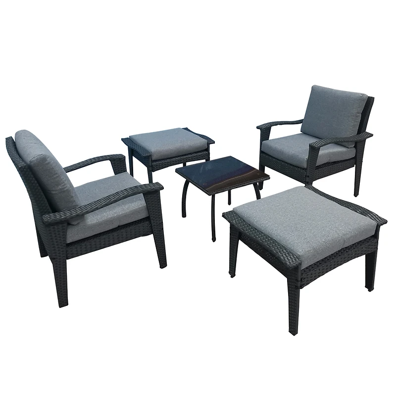 Simplie Fun Patio Furniture Outdoor Chair And Ottoman 5 Pieces Rattan Seating Group With Cushions