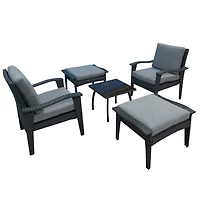 Simplie Fun Patio Furniture Outdoor Chair And Ottoman 5 Pieces Rattan Seating Group With Cushions