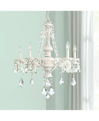 Kathy Ireland Chateau de Conde Antique Rubbed White Pendant Chandelier 26" Wide French Crystal 5-Light Fixture for Dining Room House Kitchen Isla