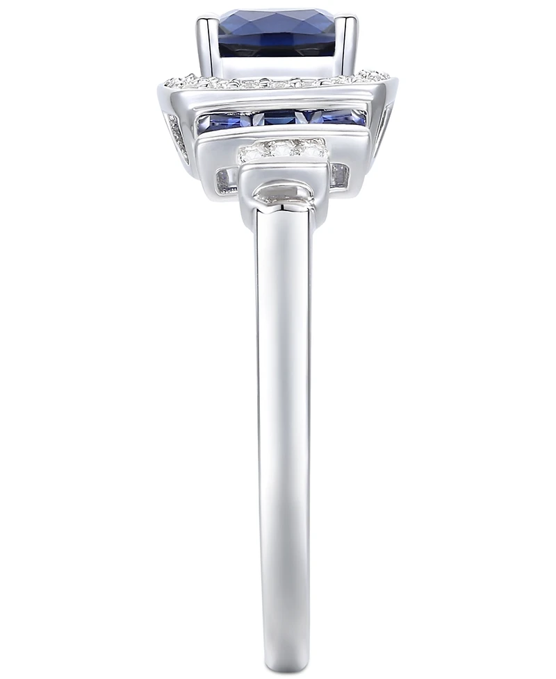 Lab-Grown Opal (3/8 ct. t.w.) & White Sapphire (1/6 Statement Ring 14k Rose Gold-Plated Sterling Silver (Also Ruby