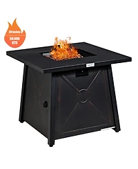 Costway 30'' Square Propane Gas Fire Pit Table 50,000 Btu W/ Waterproof Cover