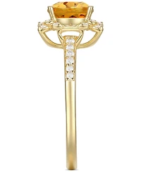 Amethyst (1-1/3 ct. t.w.) & Lab-Grown White Sapphire (1/4 Halo Ring 14k Gold-Plated Sterling Silver (Also Additional Gemstones)