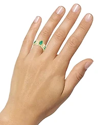Lab-Grown Emerald (7/8 ct. t.w.) & White Sapphire (1/3 Statement Ring 14k Gold-Plated Sterling Silver (Also Additional Gemst