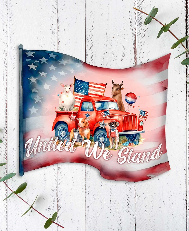 Designocracy Holiday Door Decor Wooden Welcome Sign United We Stand G. DeBrekht
